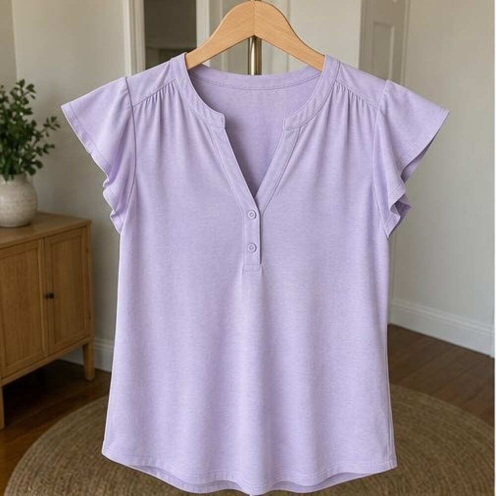 Lilac V Neck Top